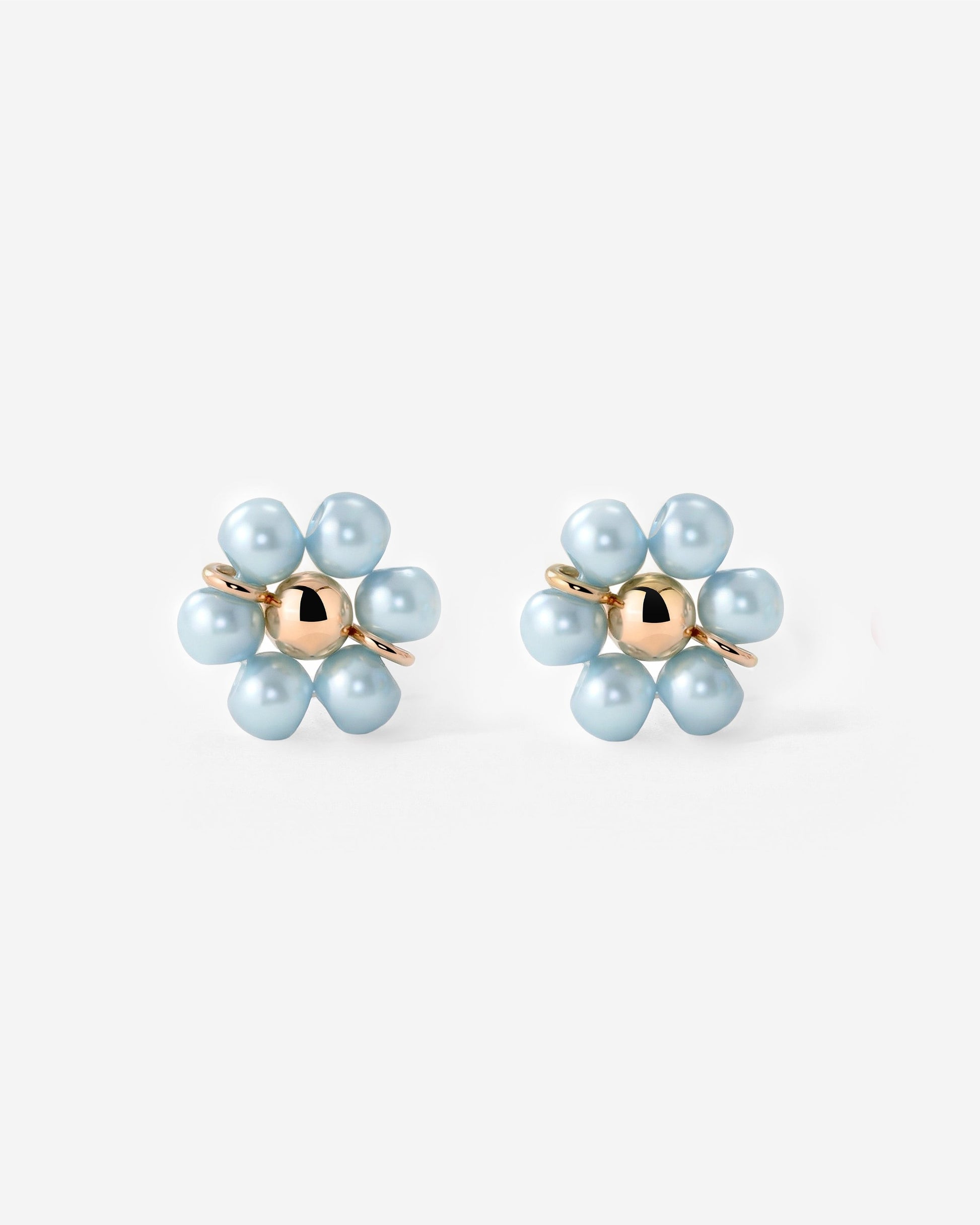 Forever Blue Daisy Studs Rose Gold