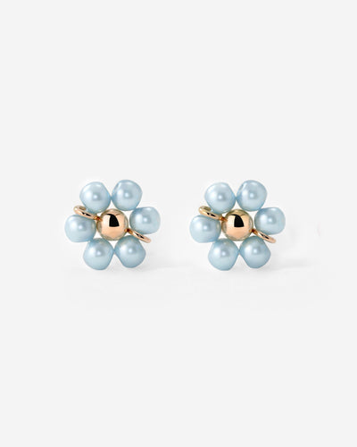 Forever Blue Daisy Studs Rose Gold