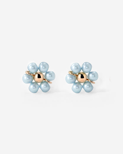 Forever Blue Daisy Studs Rose Gold