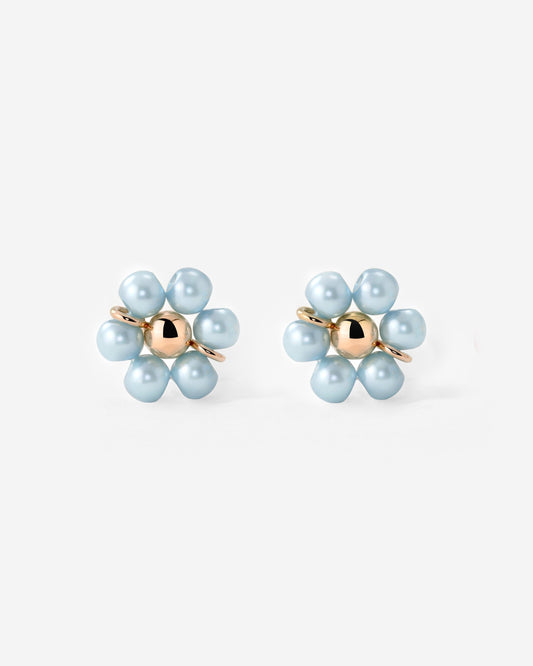 Forever Blue Daisy Studs Rose Gold