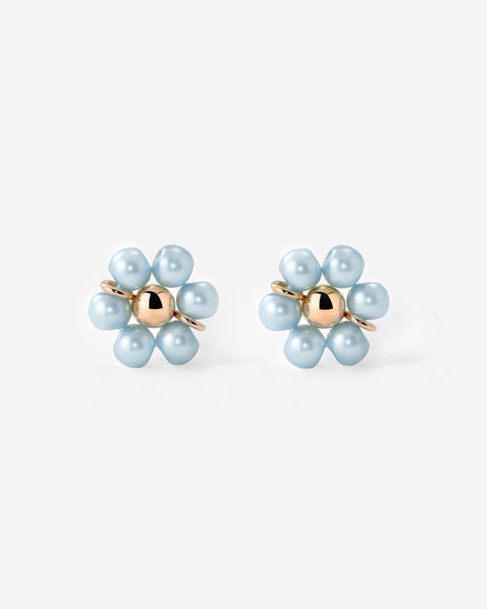 Forever Blue Daisy Studs Rose Gold