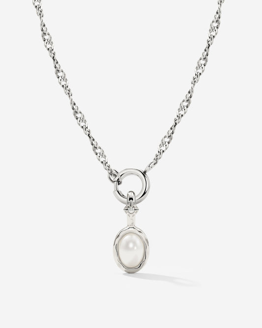 Glazed Singapore Chain Necklace Set Silver