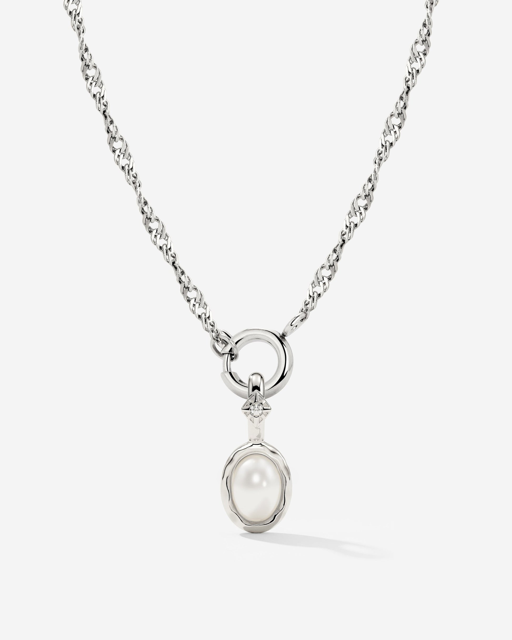 Glazed Singapore Chain Necklace Set Silver