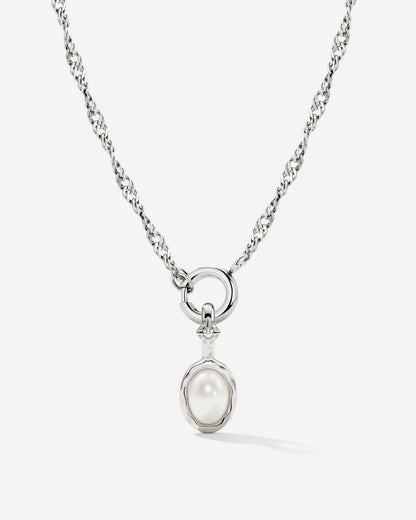 Glazed Singapore Chain Necklace Set Silver
