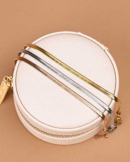 Slim Herringbone Necklace Rose Gold