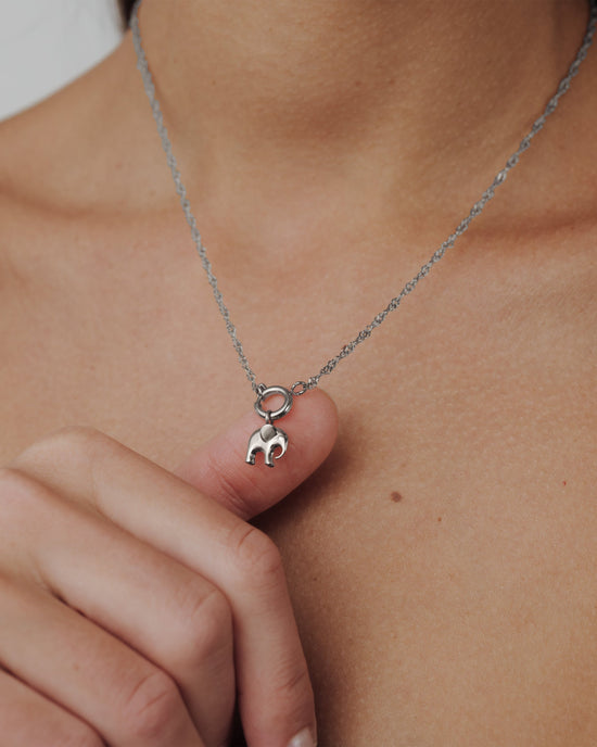 Elephant Singapore Chain Necklace Set Silver
