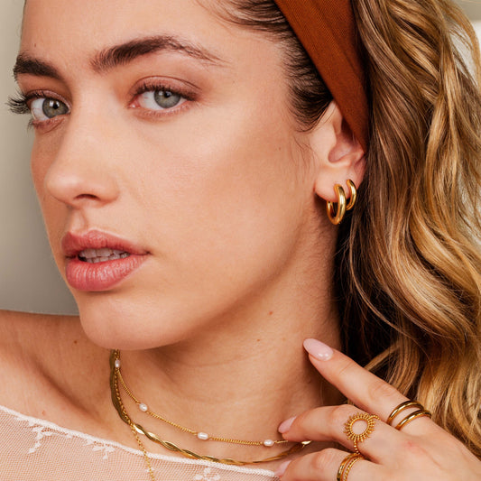 Chunky Lover Hoop Set Small Gold