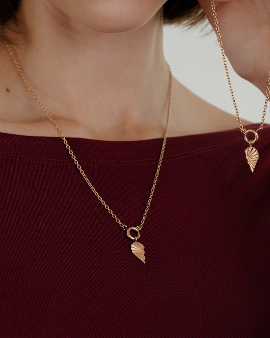 Twin Flame Left Classic Chain Necklace Set Rose Gold