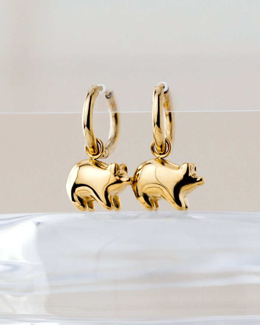 Piggy Hoop Set Small Gold