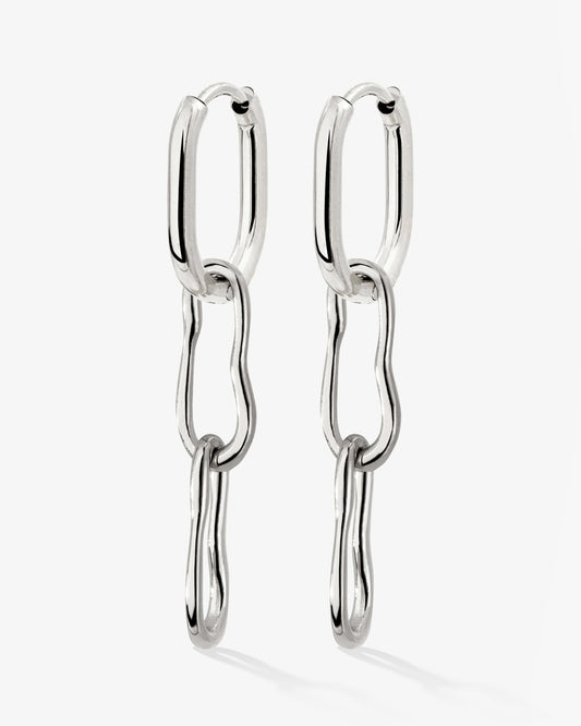 Blending Duo Oval Hoop Set Baby Silver