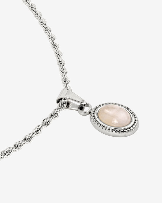 Blush Quartz Necklace Silver