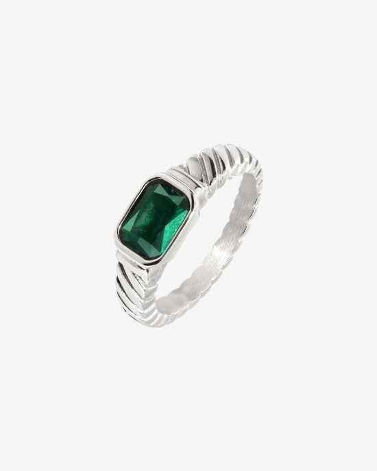 Brilliant Emerald Ring Silver