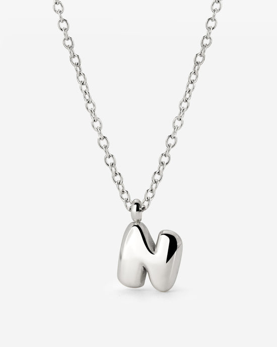 Bubble Letter Necklace Silver