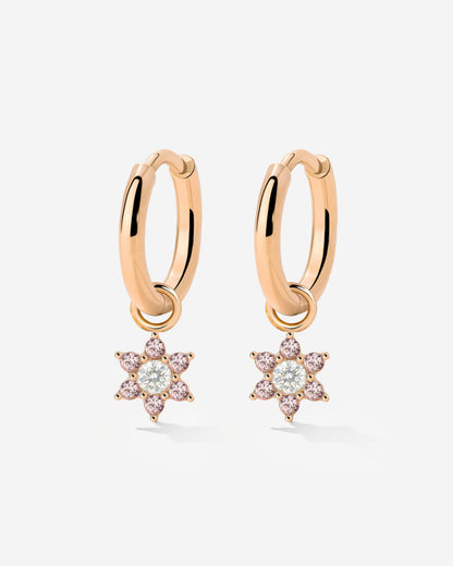 Pink Petal Hoop Set Small Rose Gold