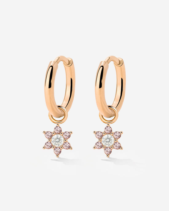Pink Petal Hoop Set Small Rose Gold