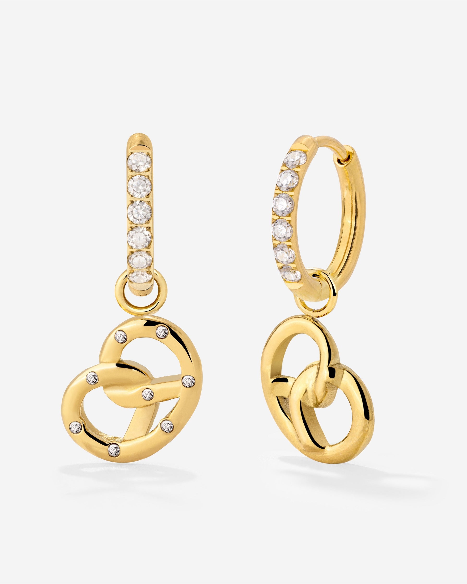 Bedazzled Pretzel Glimmer Hoop Set Small Gold