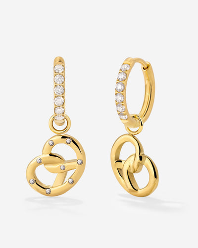 Bedazzled Pretzel Glimmer Hoop Set Small Gold