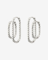 Oval Twisted Hoop Set Silver