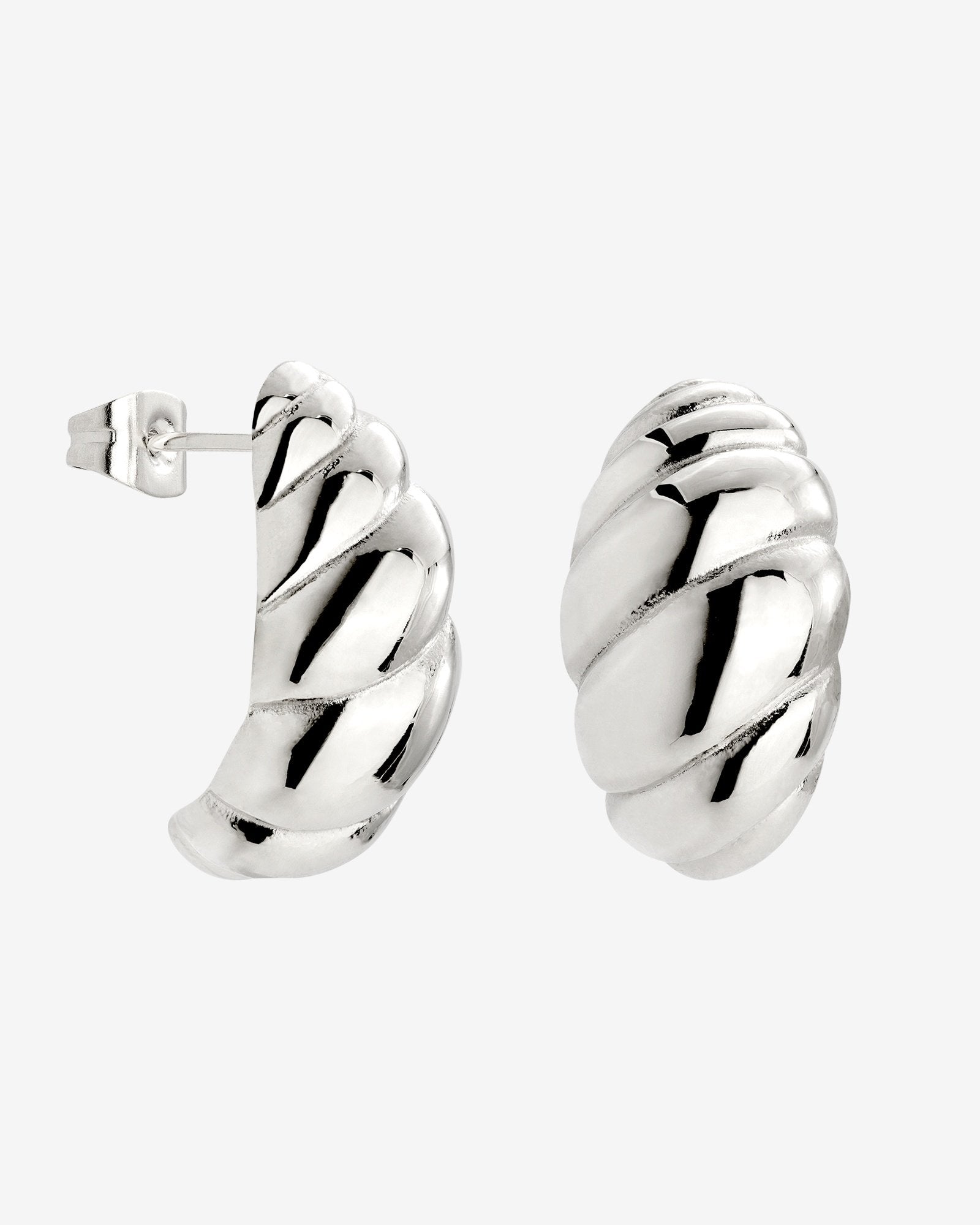 Bold Croissant Studs Silver