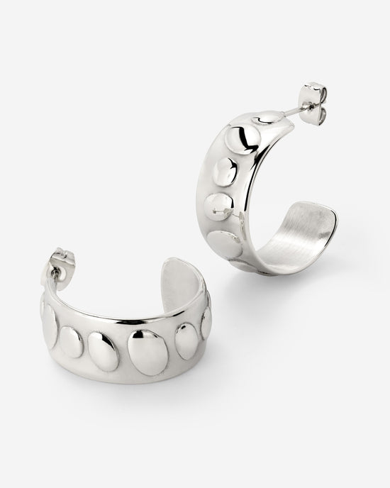 Boho Beads Hoop Studs Silver