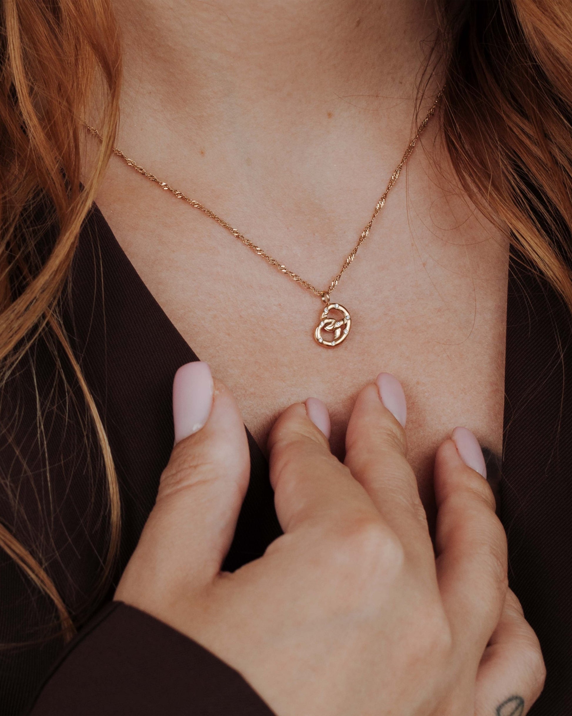Bedazzle my Pretzel Necklace Rose Gold