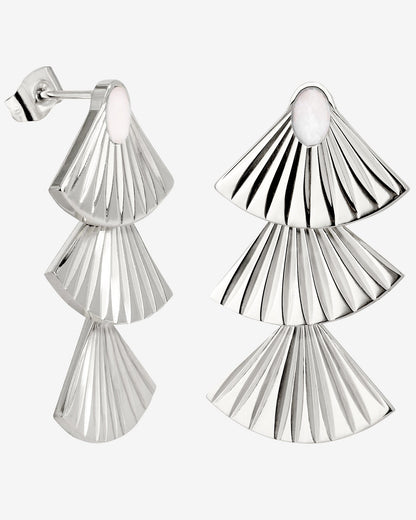 Triple Fan Studs Silver
