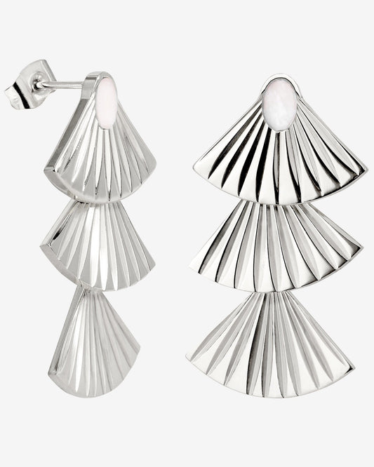 Triple Fan Studs Silver