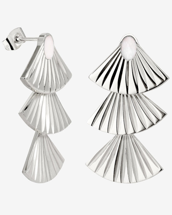Triple Fan Studs Silver