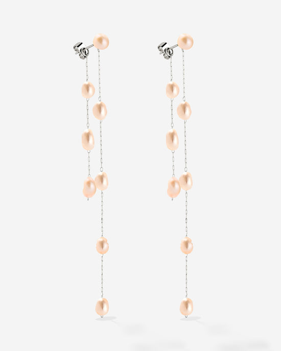 Blush Pearl Fall Earrings Silver