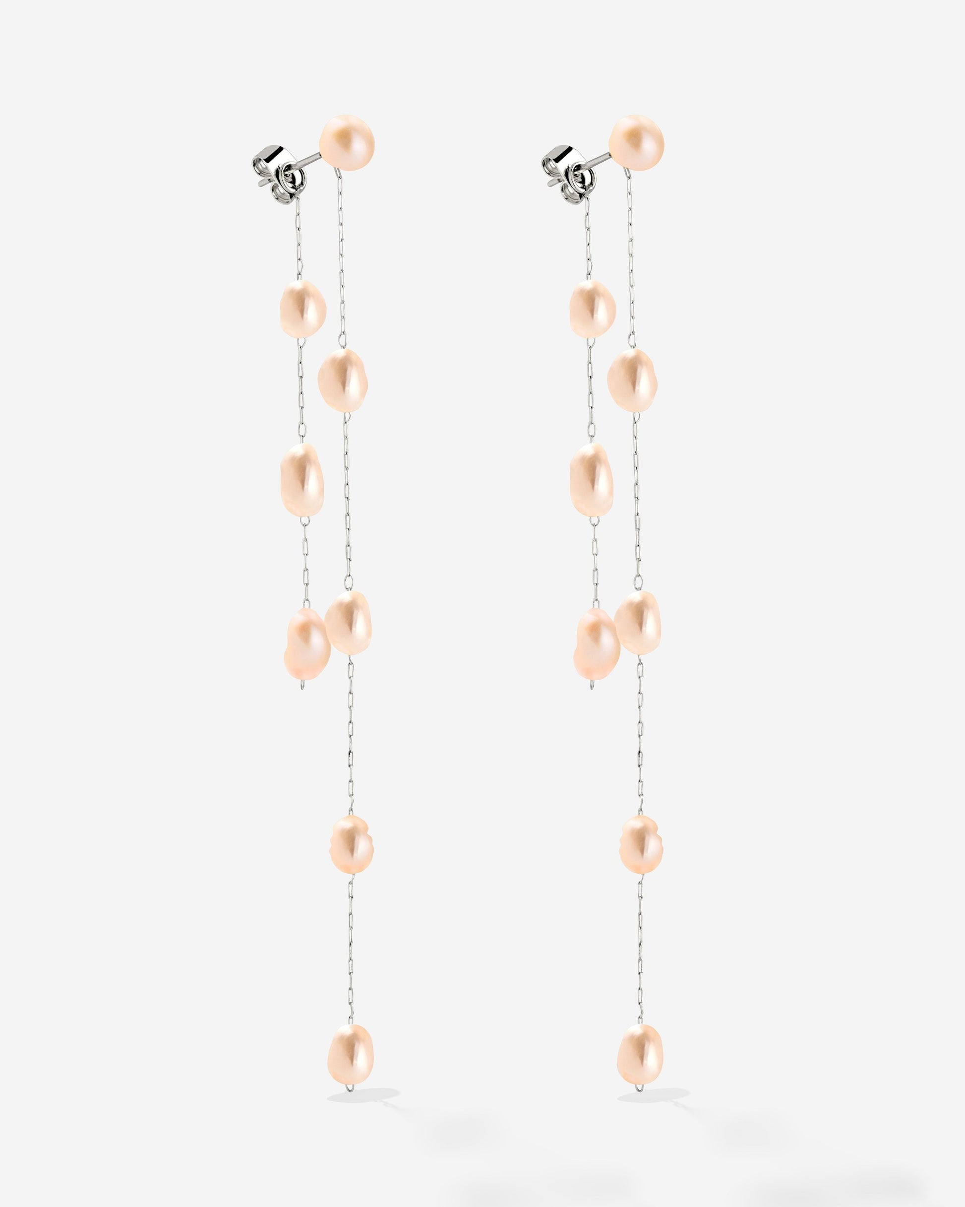 Blush Pearl Fall Earrings Silver
