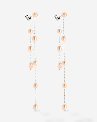 Blush Pearl Fall Earrings Silver