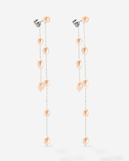 Blush Pearl Fall Earrings Silver