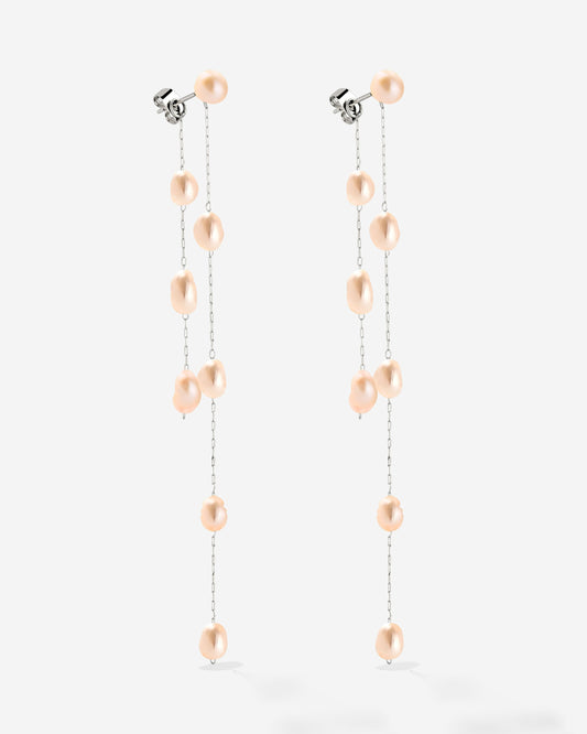 Blush Pearl Fall Earrings Silver