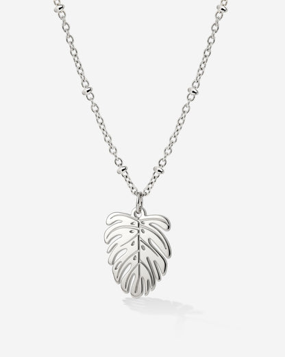 Monstera Leaf Necklace Silver