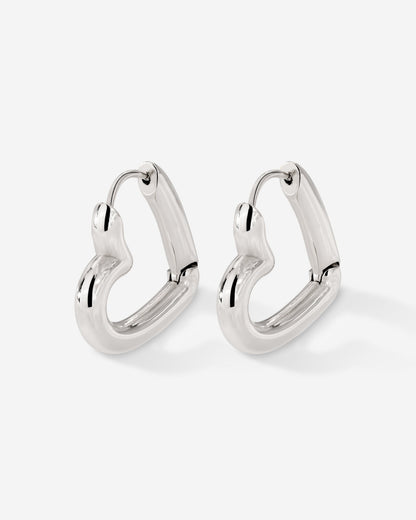Phat Heart Hoops Large Silver