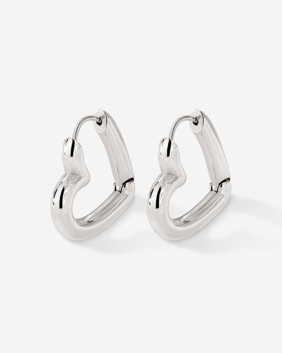 Phat Heart Hoops Large Silver