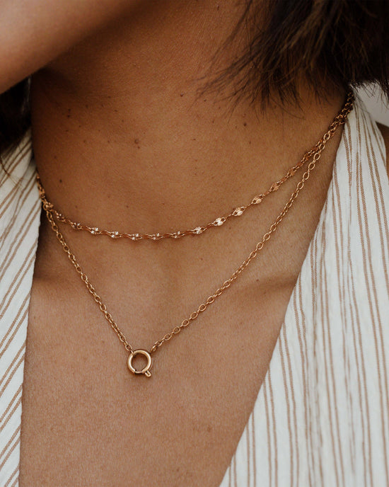 Classic Chain Charm Necklace Rose Gold