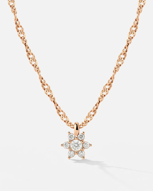 Sparkling White Petal Necklace Rose Gold