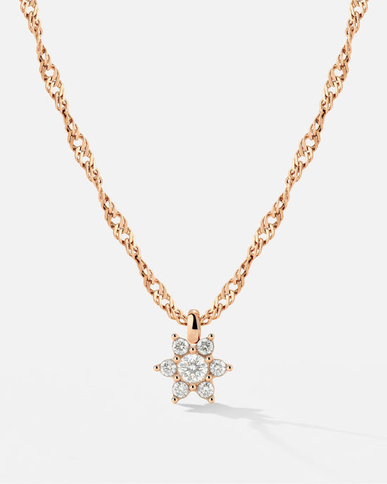 Sparkling White Petal Necklace Rose Gold