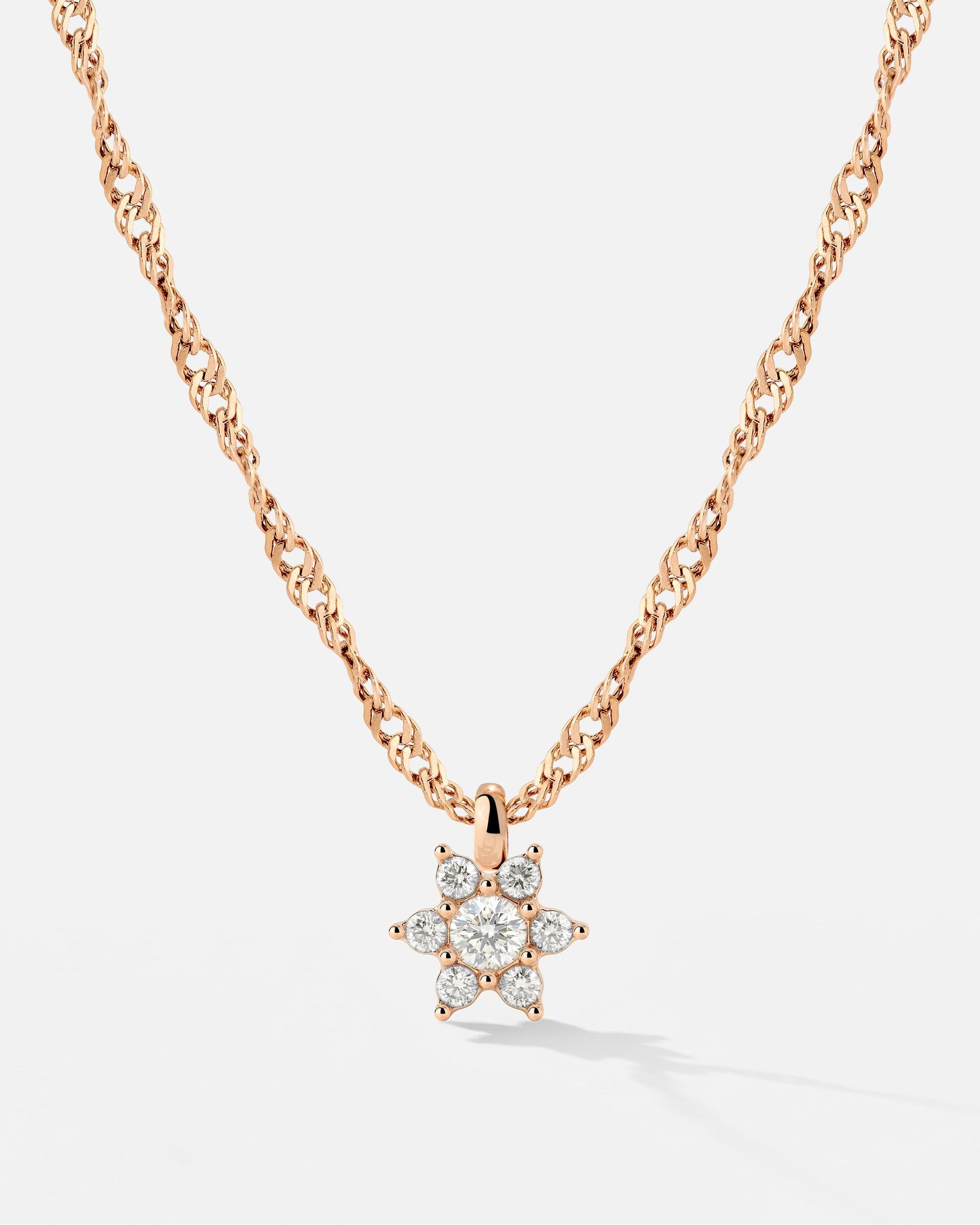 Sparkling White Petal Necklace Rose Gold