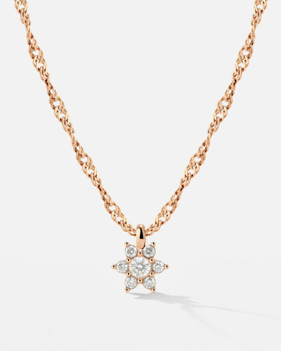 Sparkling White Petal Necklace Rose Gold