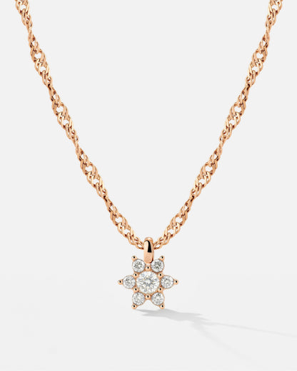 Sparkling White Petal Necklace Rose Gold