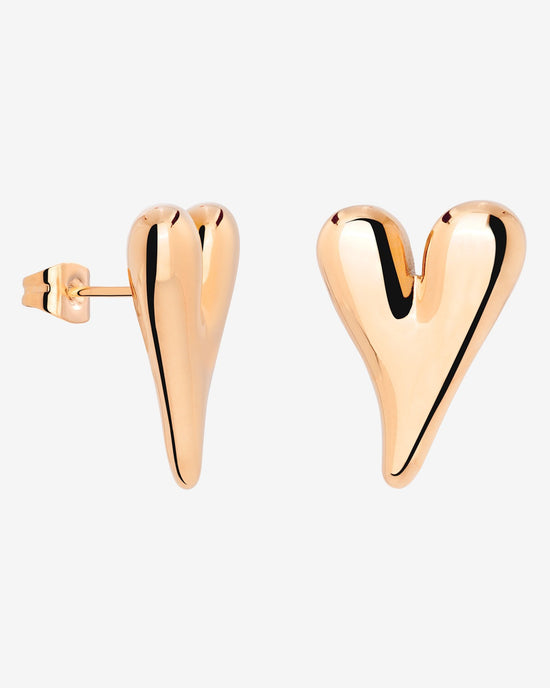 Flowy Heart Studs Large Rose Gold