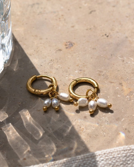 Tres Perlas Hoop Set Silver