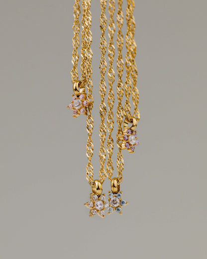 Sparkling Purple Petal Necklace gold