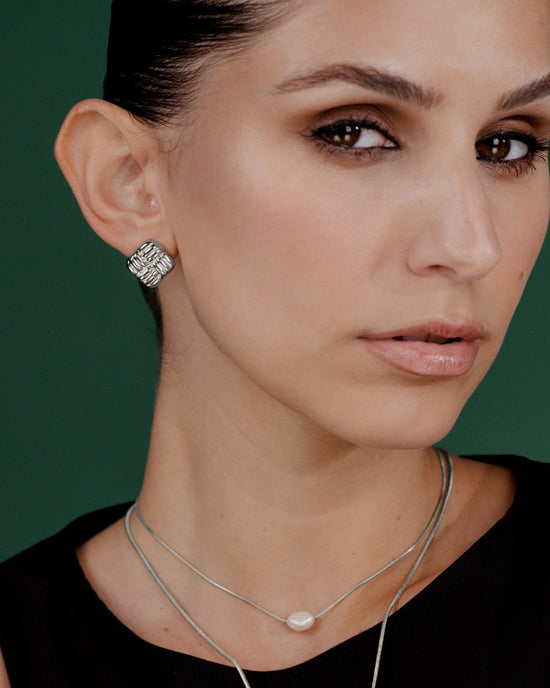 Granny Button Studs Small Silver