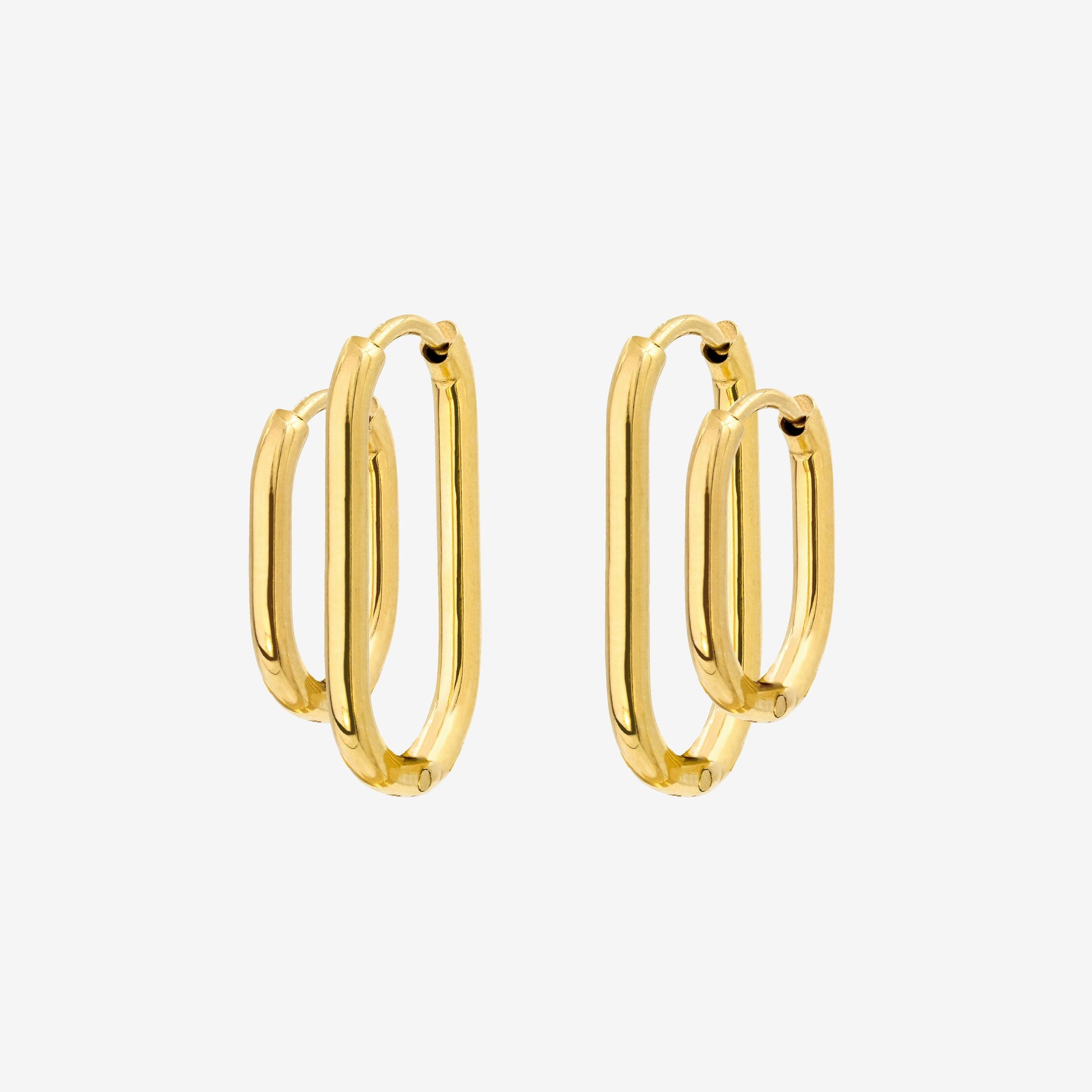 Oval Clean Hoop Set Gold