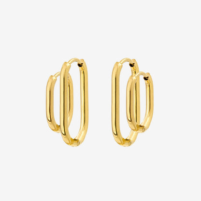 Oval Clean Hoop Set Gold