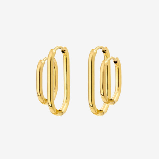 Oval Clean Hoop Set Gold