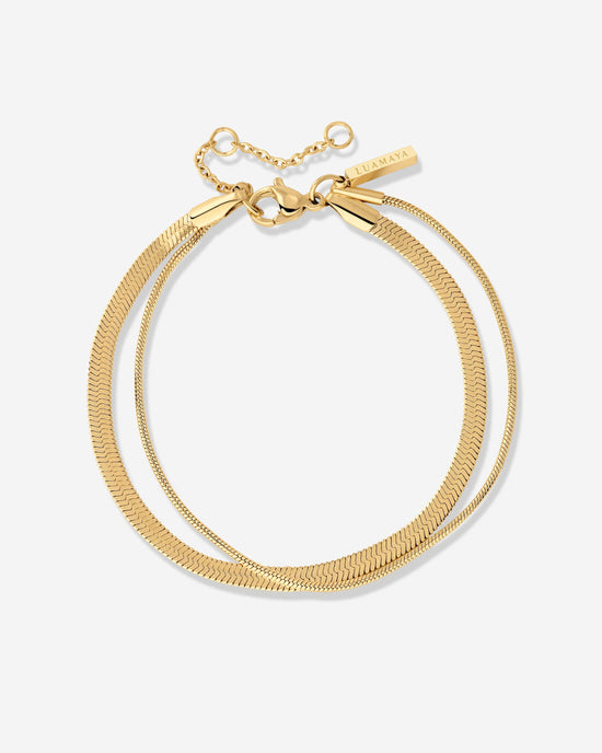 Snake Chain Double Bracelet Gold